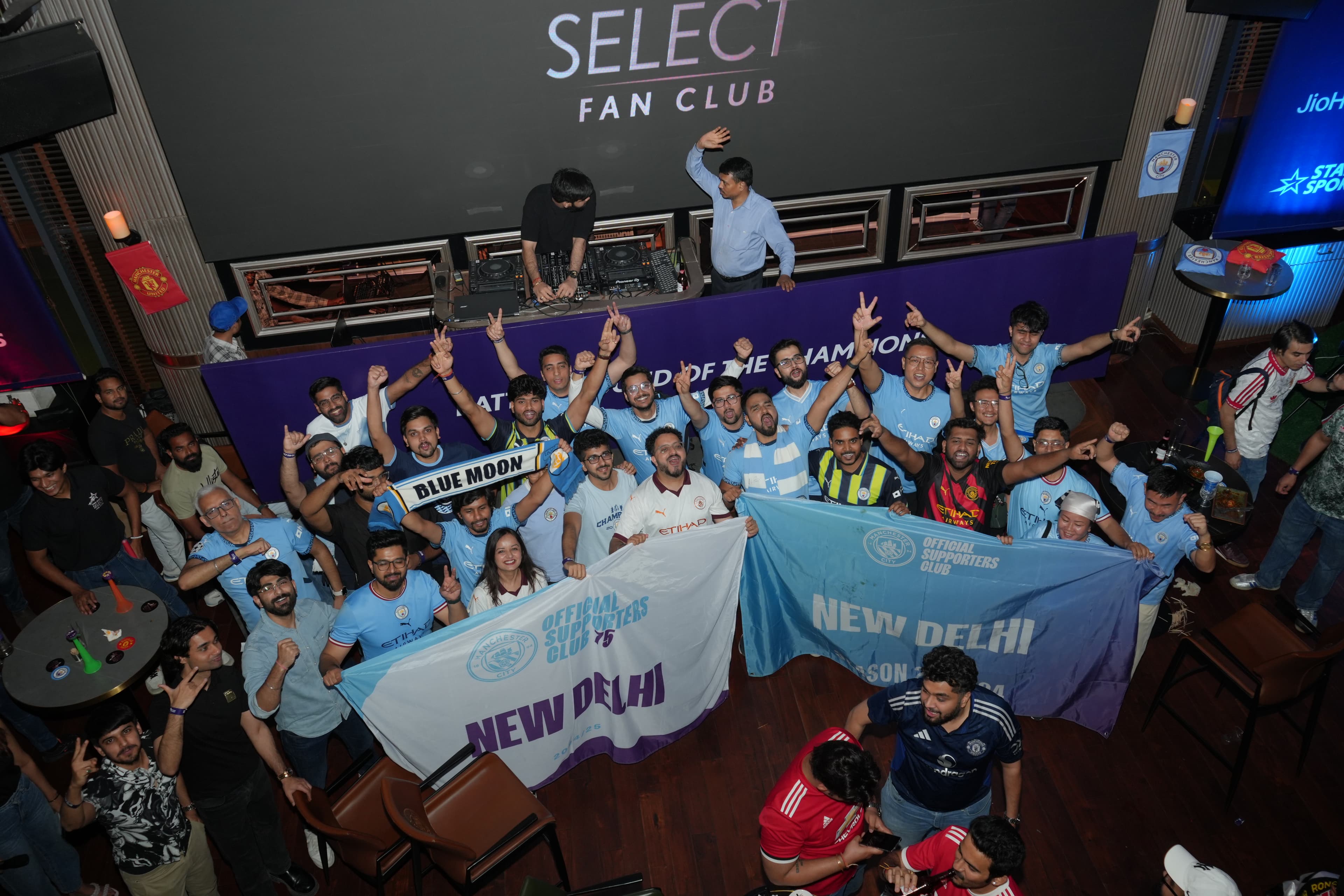 Manchester City fans on a big match night